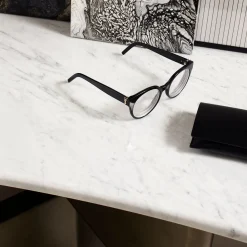 Tetris with Marble Top & Wood Bronze Lacquered Legs Console