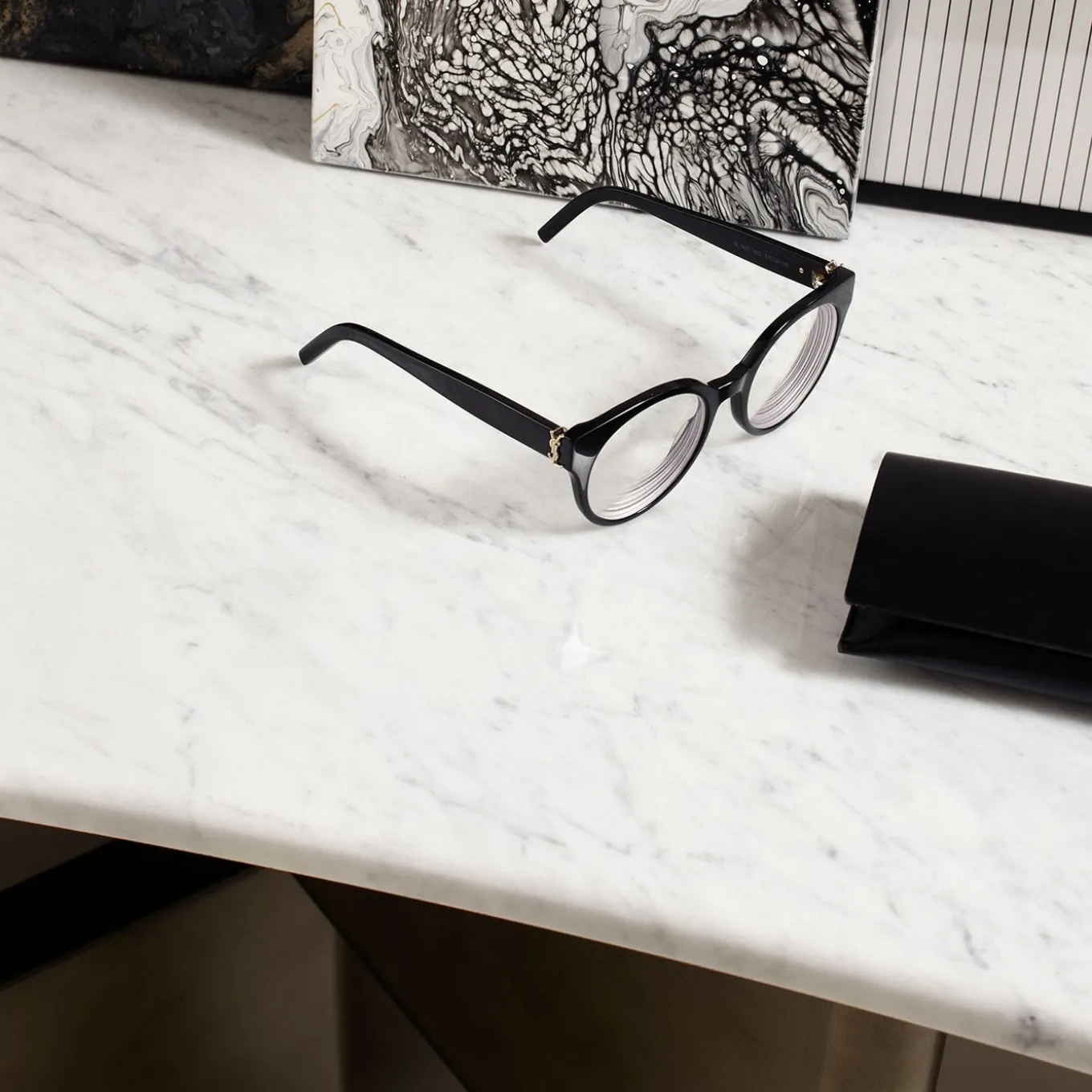 Tetris with Marble Top & Wood Bronze Lacquered Legs Console