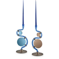 The 4 Bridges over Canal Grande Double-Face Blue Candleholder