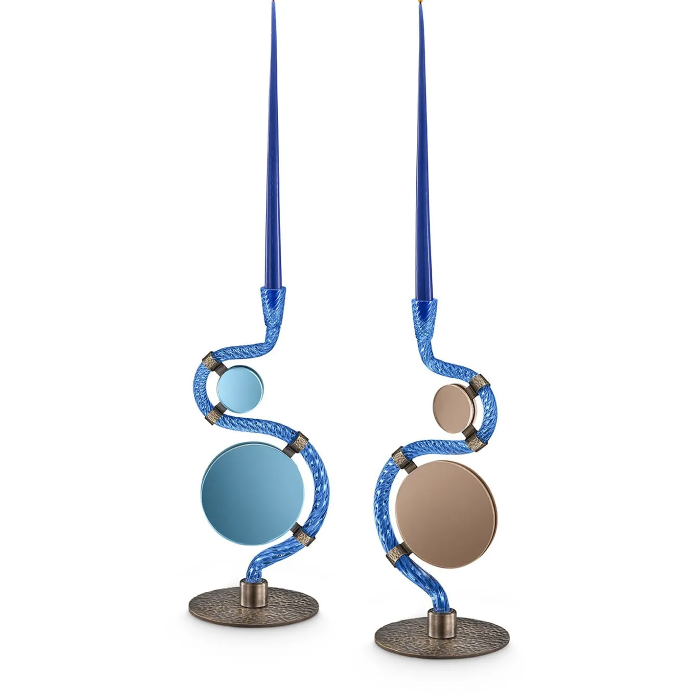 The 4 Bridges over Canal Grande Double-Face Blue Candleholder