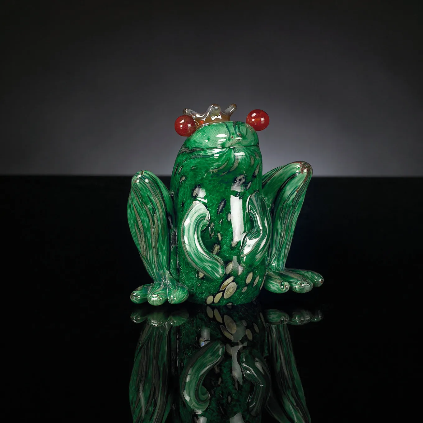 The Frog Prince Green Glass Figurine