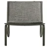 Thea gray fabric and black leather Soft Armchair