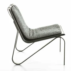 Thea gray fabric and black leather Soft Armchair