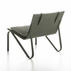 Thea gray fabric and black leather Soft Armchair