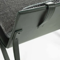 Thea gray fabric and black leather Soft Armchair