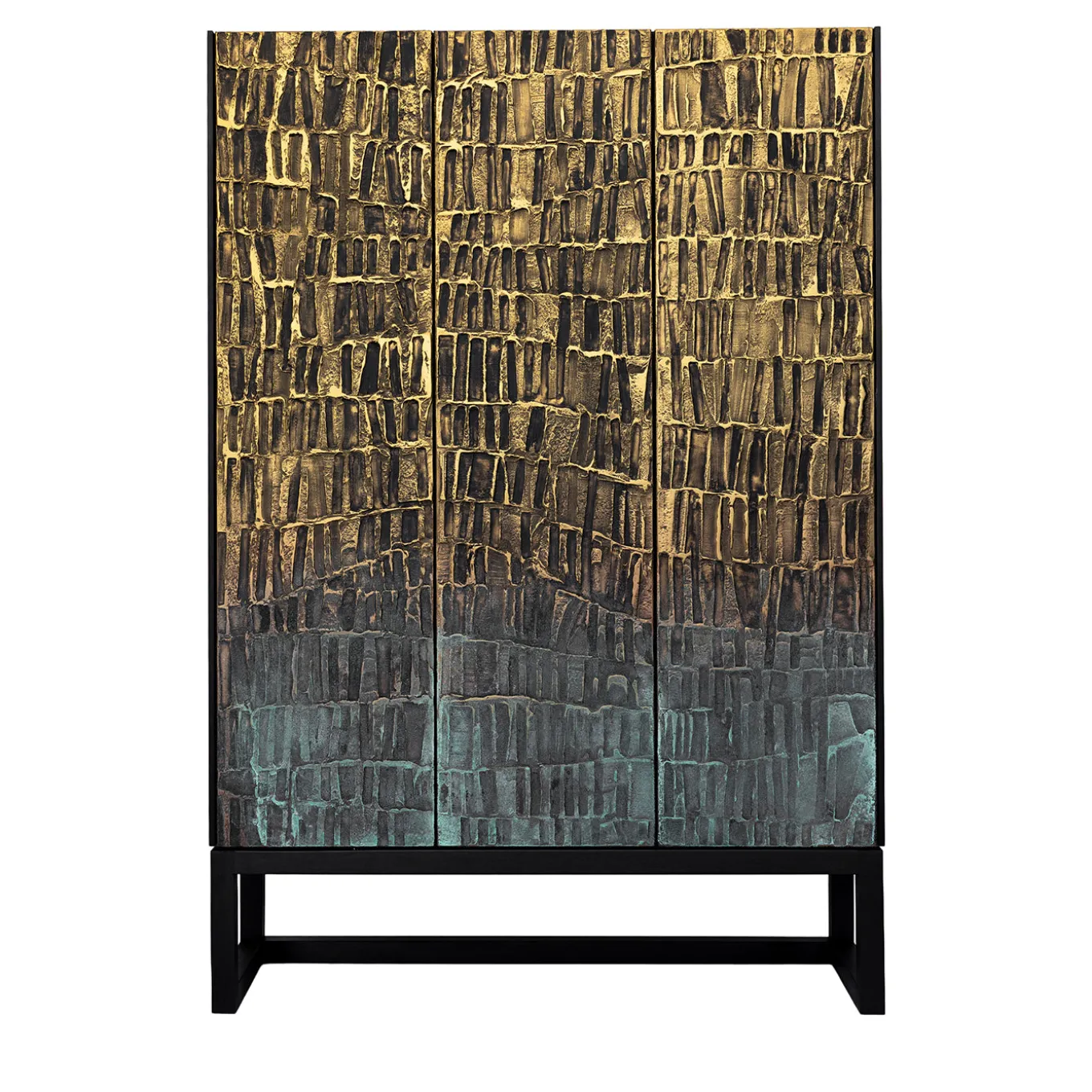 Three-Door Textured Gold Cabinet