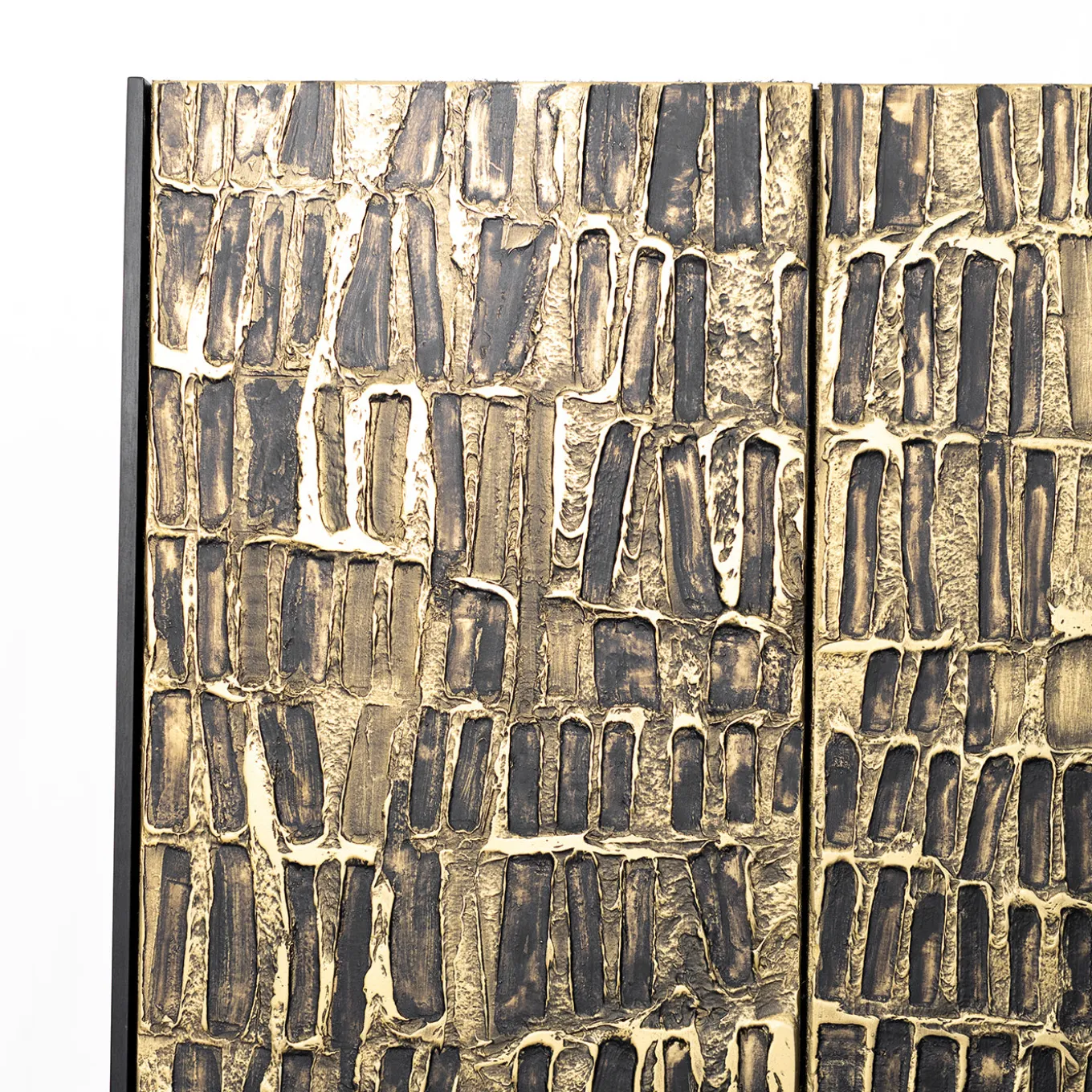 Three-Door Textured Gold Cabinet