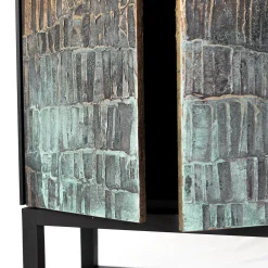 Three-Door Textured Gold Cabinet