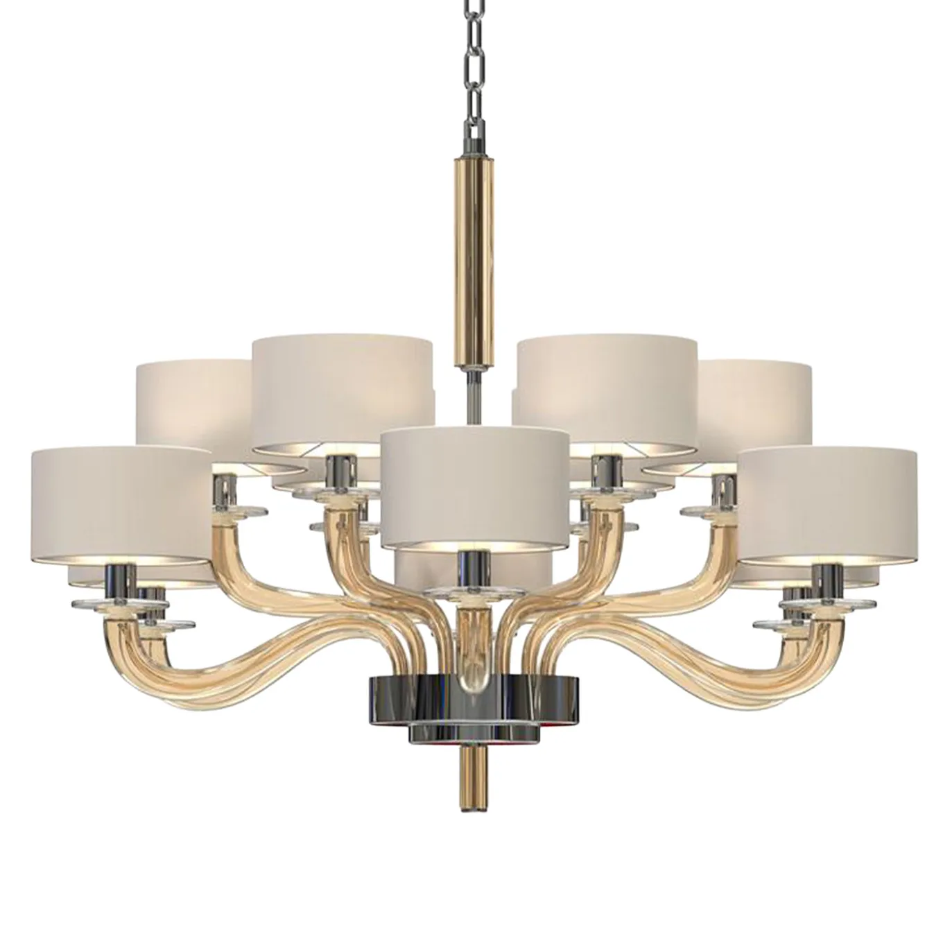 Tiepolo 12 Lights Fumè Glass Chandelier