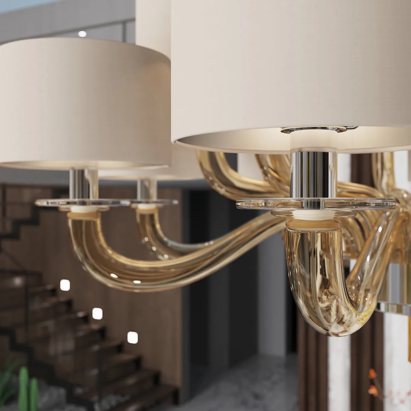 Tiepolo 12 Lights Fumè Glass Chandelier