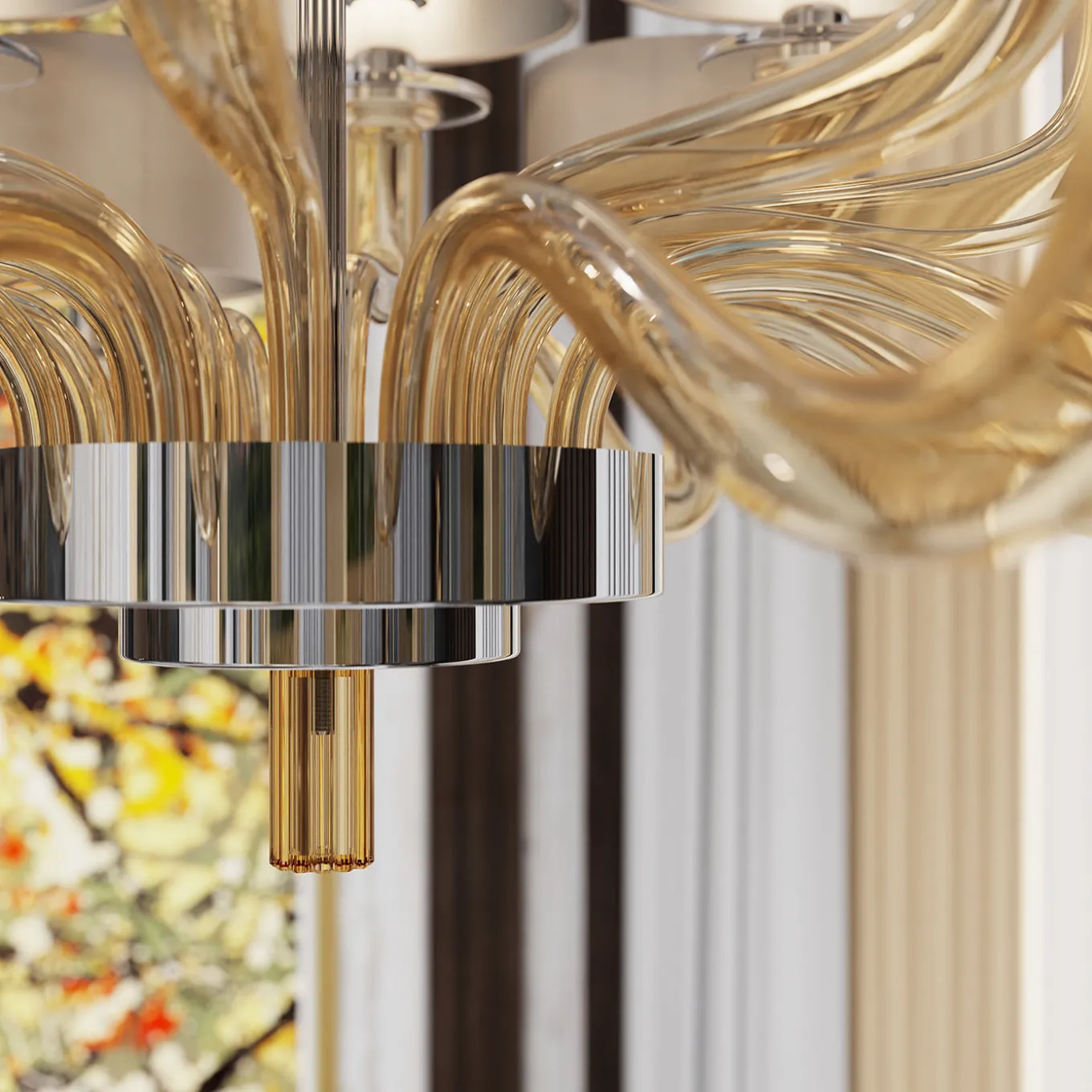 Tiepolo 12 Lights Fumè Glass Chandelier