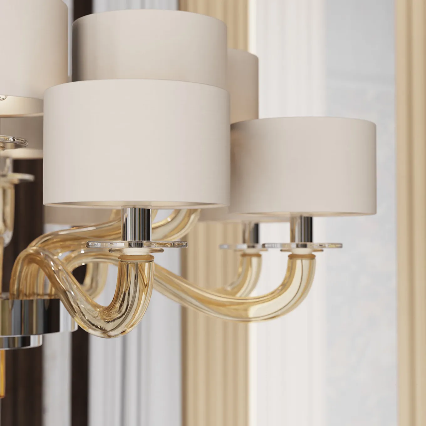 Tiepolo 12 Lights Fumè Glass Chandelier