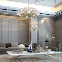 Tiepolo 12 Lights Fumè Glass Chandelier