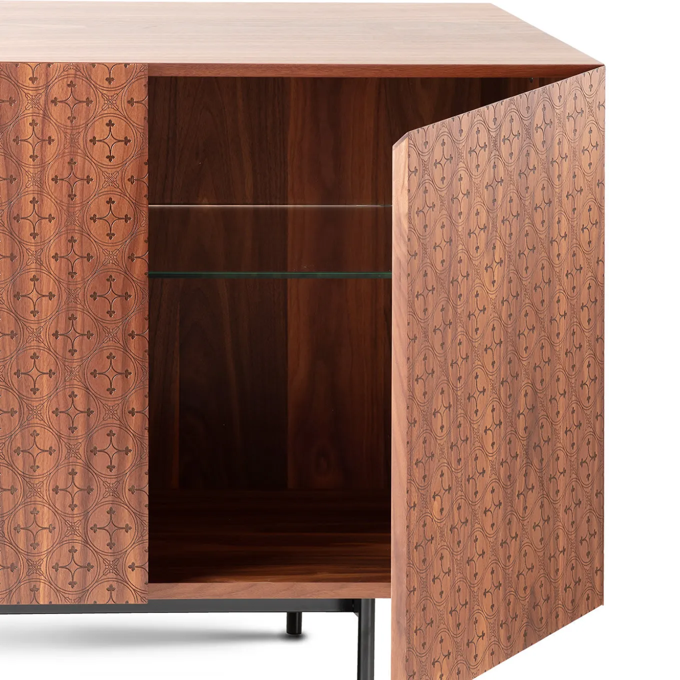 Tiles Walnut 4-Door Sideboard