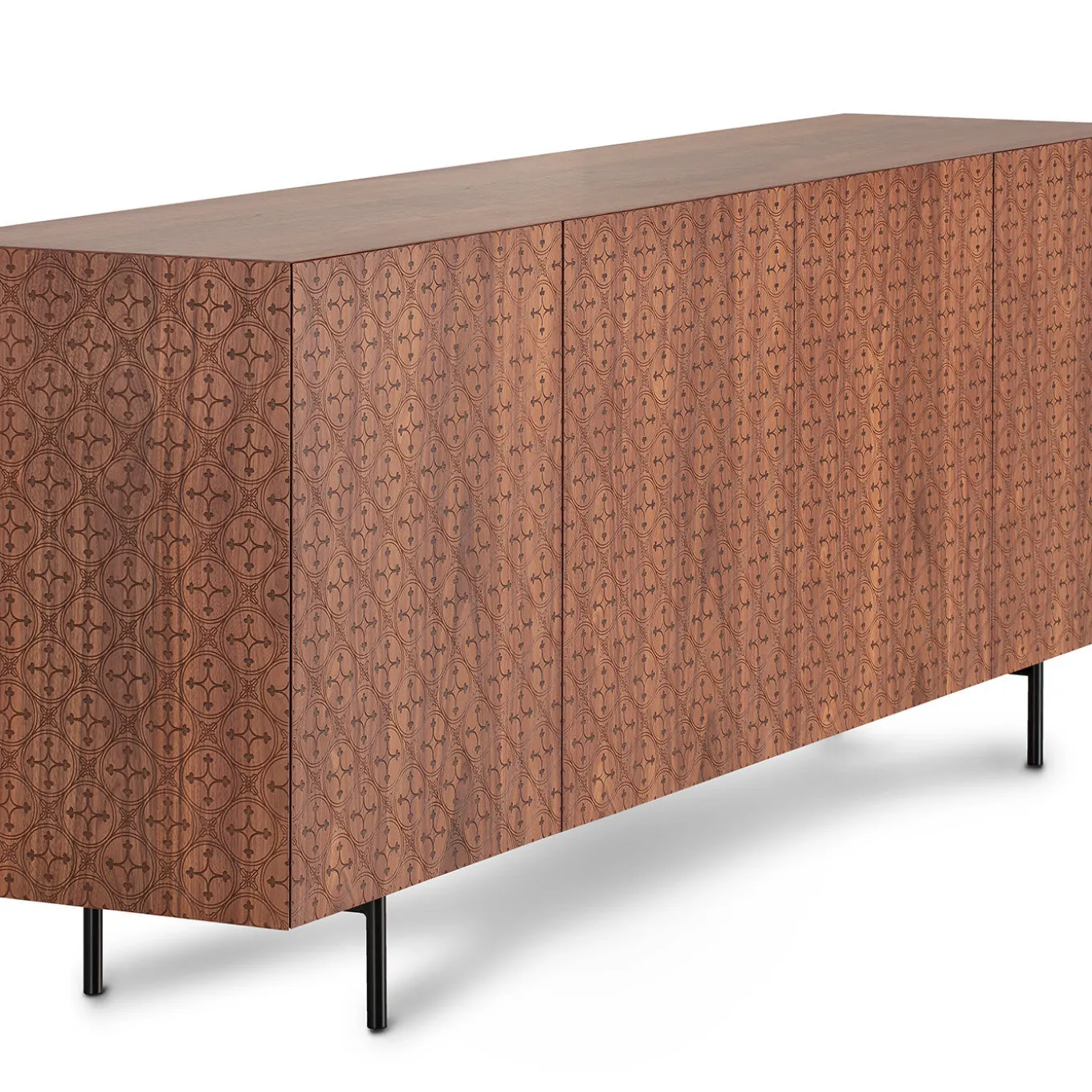 Tiles Walnut 4-Door Sideboard