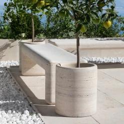 Tinia Beige Travertine Stone outdoor Bench