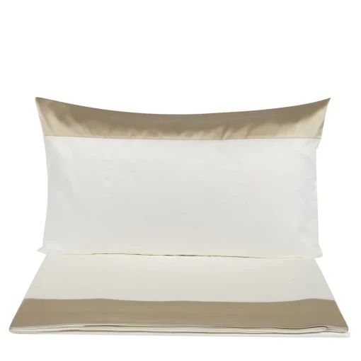 Tivoli Cotton Beige Satin Sheet Set and Two Pillowcases