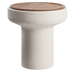 Tivoli Side Table in travertine and walnut by Ivan Colominas