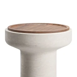 Tivoli Side Table in travertine and walnut by Ivan Colominas