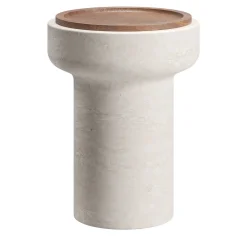 Tivoli Side Table in travertine and walnut by Ivan Colominas