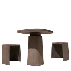 Tobacco Set of Gioi Table and 2 Cave Stools