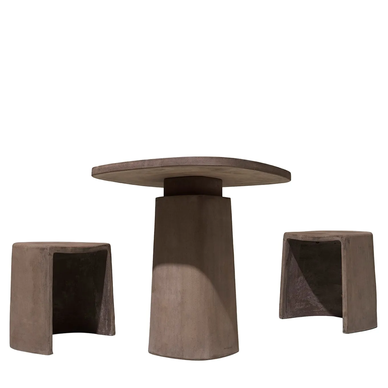 Tobacco Set of Gioi Table and 2 Cave Stools