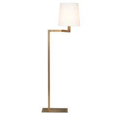 Tonda Angled Bronzed Floor Lamp with White Cotton Shade