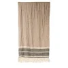 Tormentato Fringed Striped Ecru Blanket