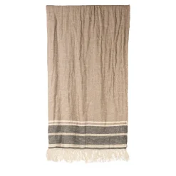 Tormentato Fringed Striped Ecru Blanket