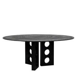 Total Black Circular Dining Table