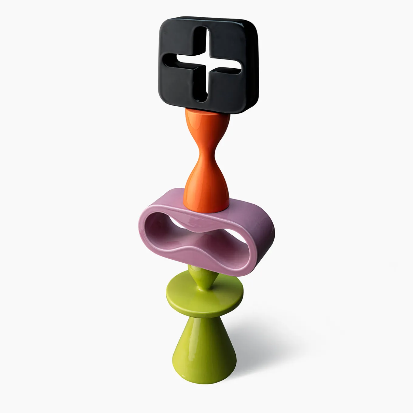 Totem Black Orange Purple and Green Decorative Sculpture by Karim Rashid