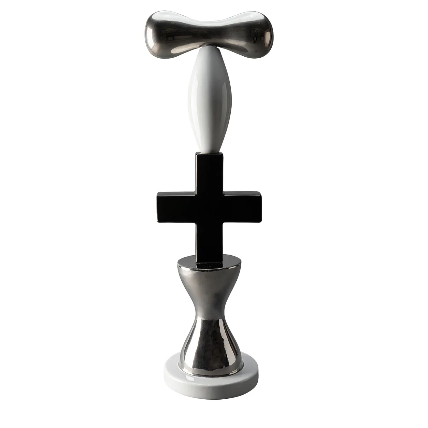 Totem Black White and Platinum Decorative Sculpture by Karim Rashid