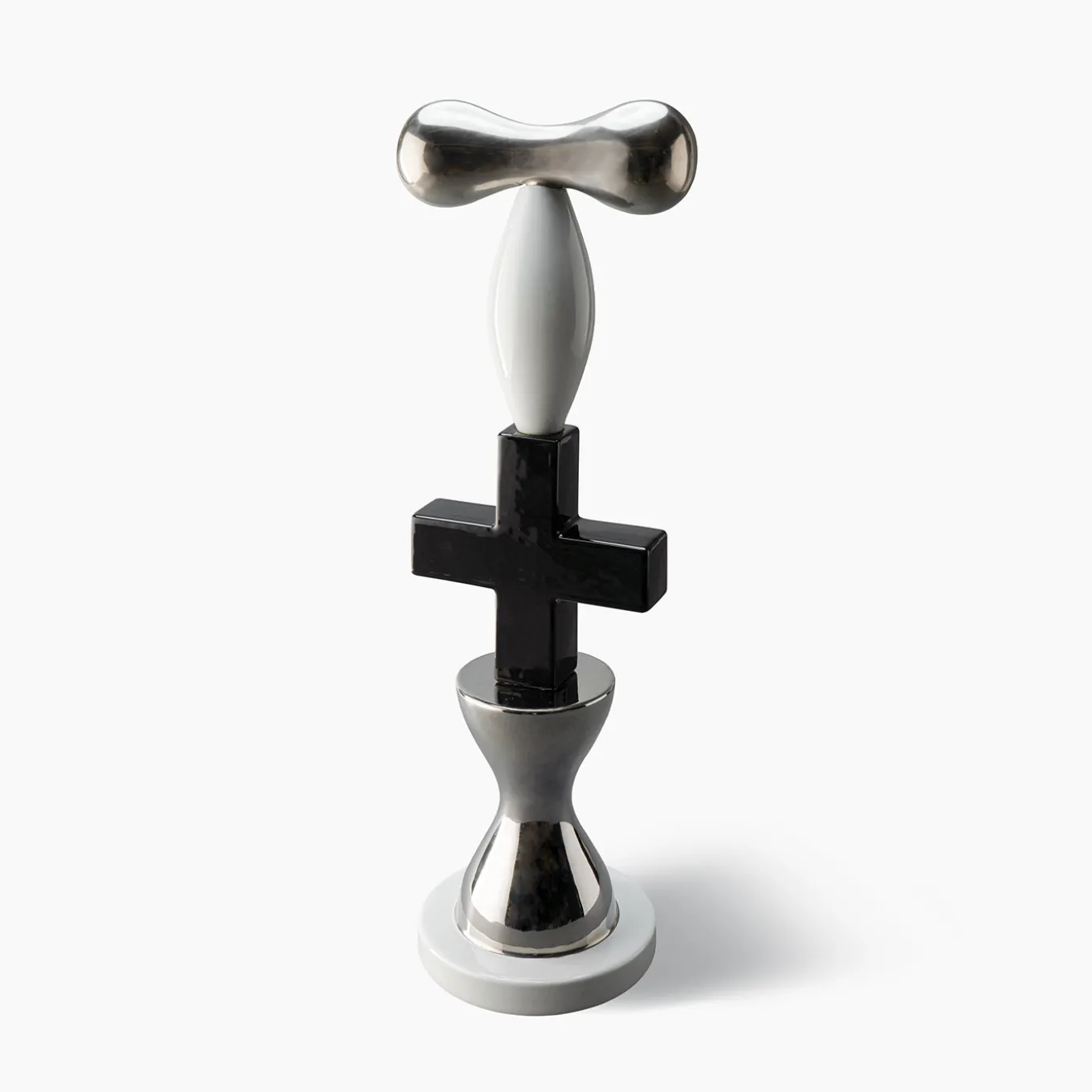Totem Black White and Platinum Decorative Sculpture by Karim Rashid
