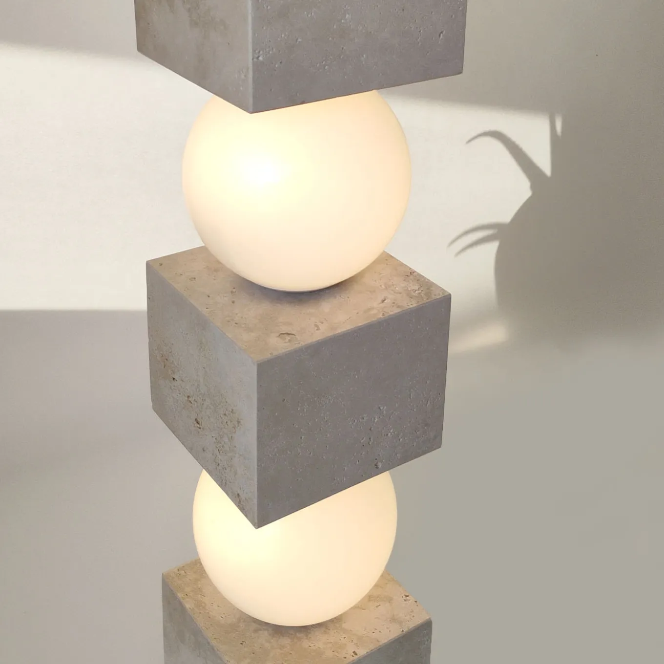 Totem Travertine Marble Floor Lamp