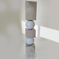 Totem Travertine Marble Floor Lamp