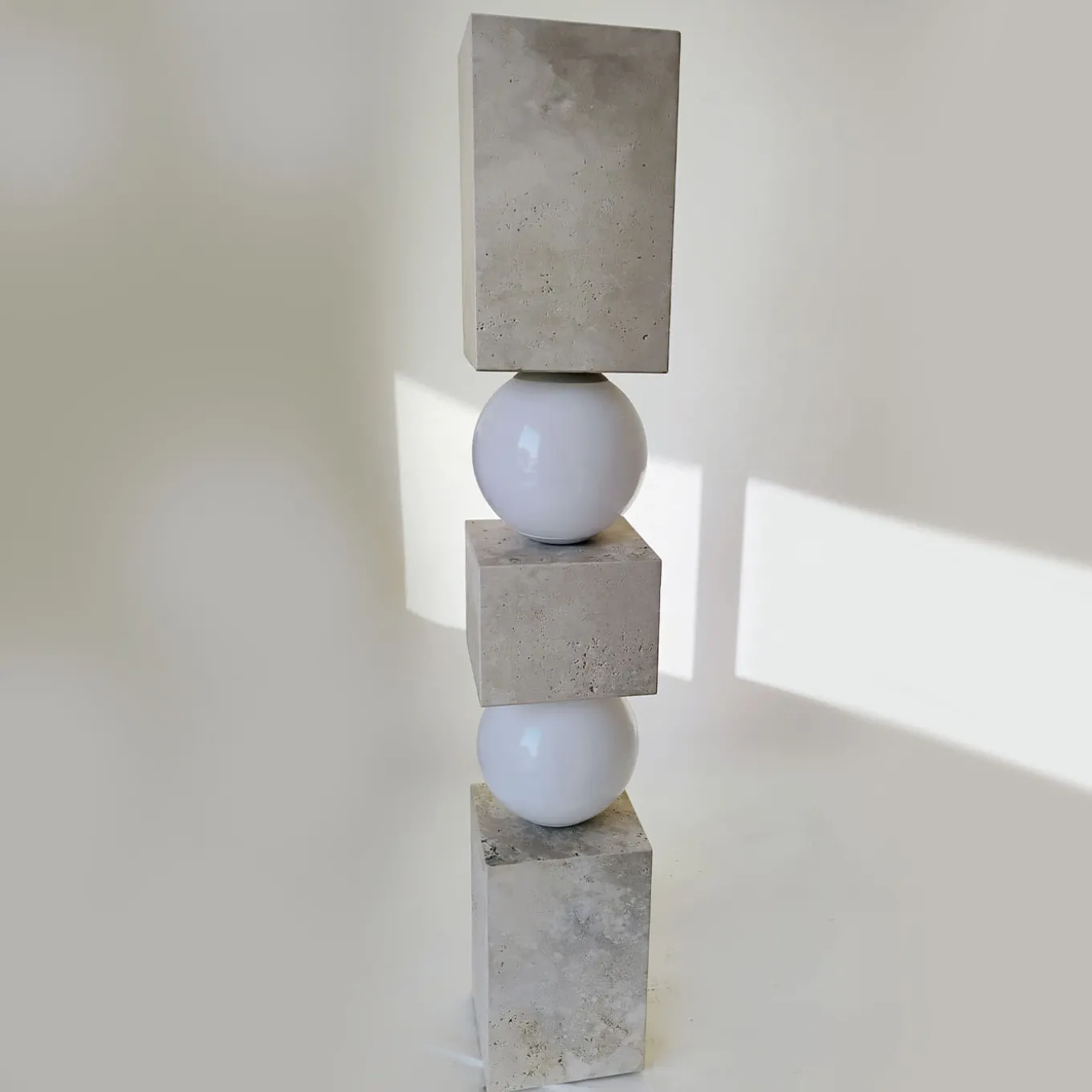 Totem Travertine Marble Floor Lamp