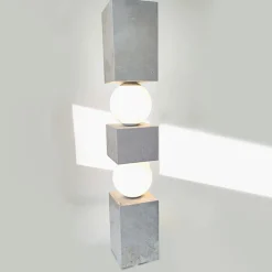 Totem Travertine Marble Floor Lamp
