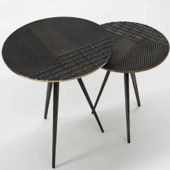 Touch black cast bronze nesting table
