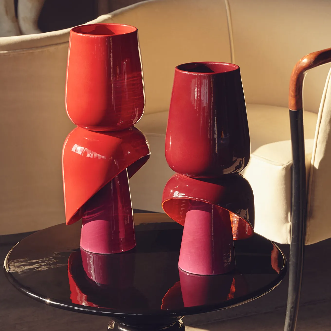 Toulipa Bordeaux Ceramic Vase by Luca Binaglia