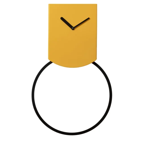 TOVI Yellow Steel Wall Pendulum Clock