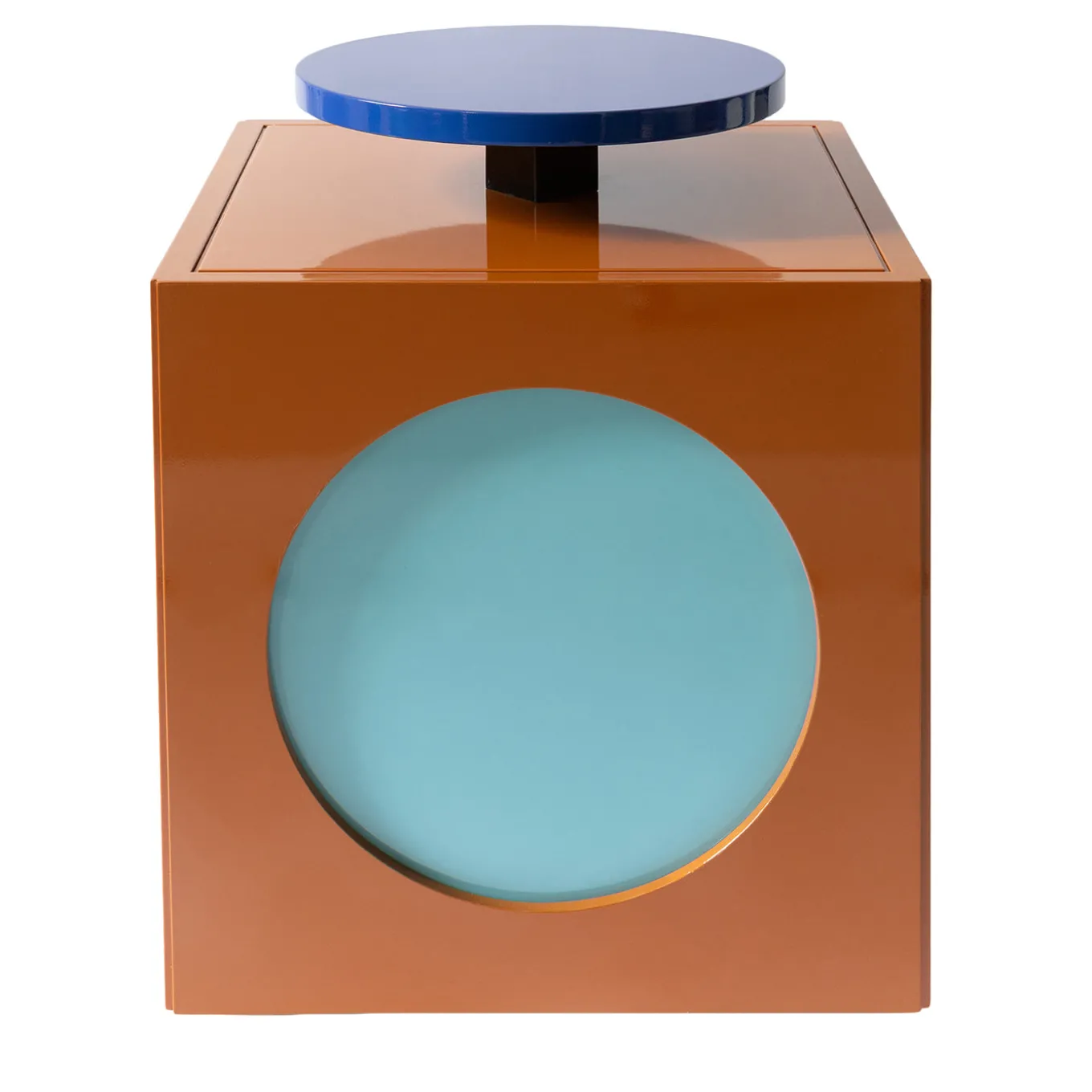 Toy Boy Glossy Brown and Blue Cube Side Table