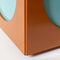 Toy Boy Glossy Brown and Blue Cube Side Table