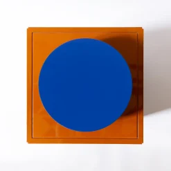 Toy Boy Glossy Brown and Blue Cube Side Table