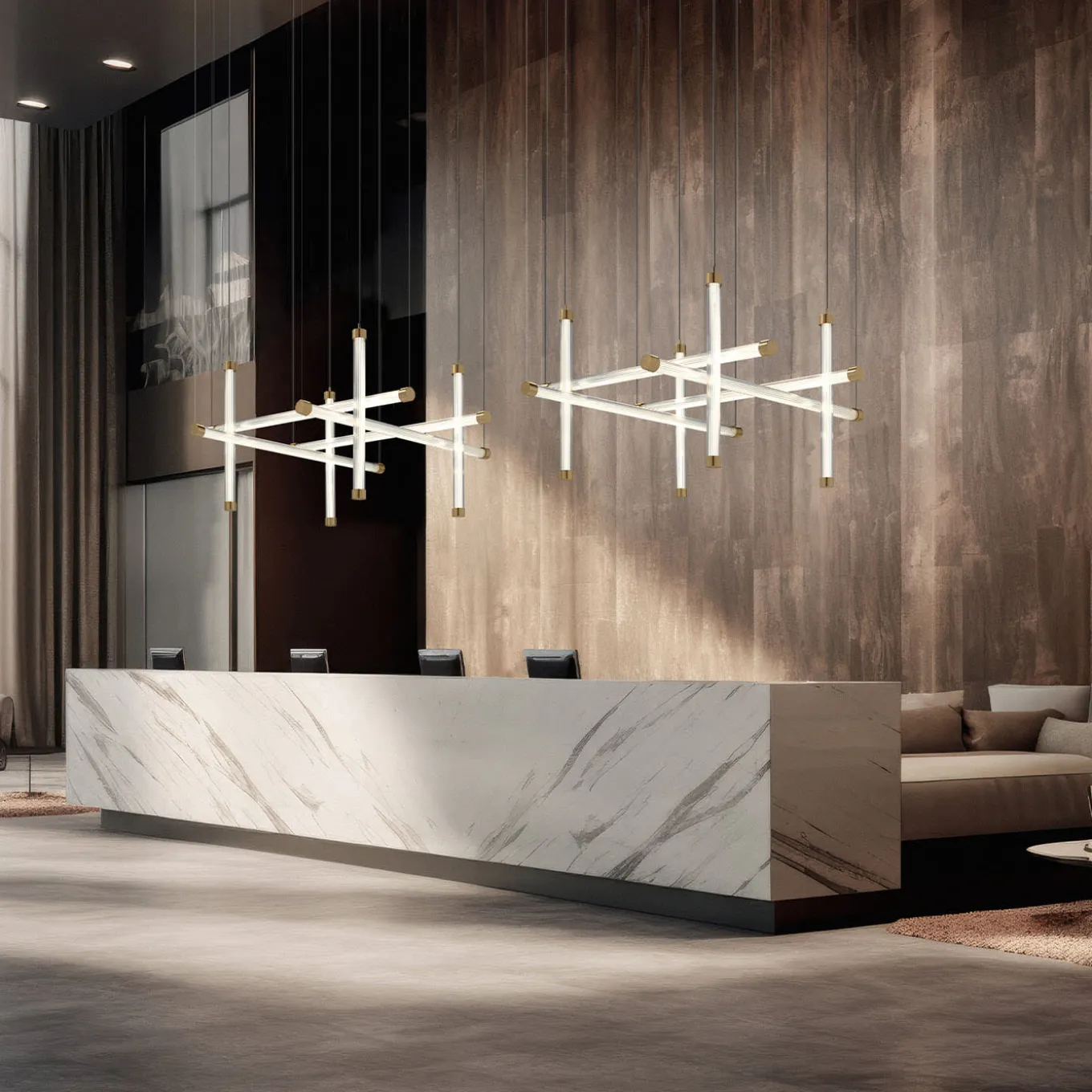 Trama S8 Trama S8 8-Light Grid Borosilicate Glass Chandelier