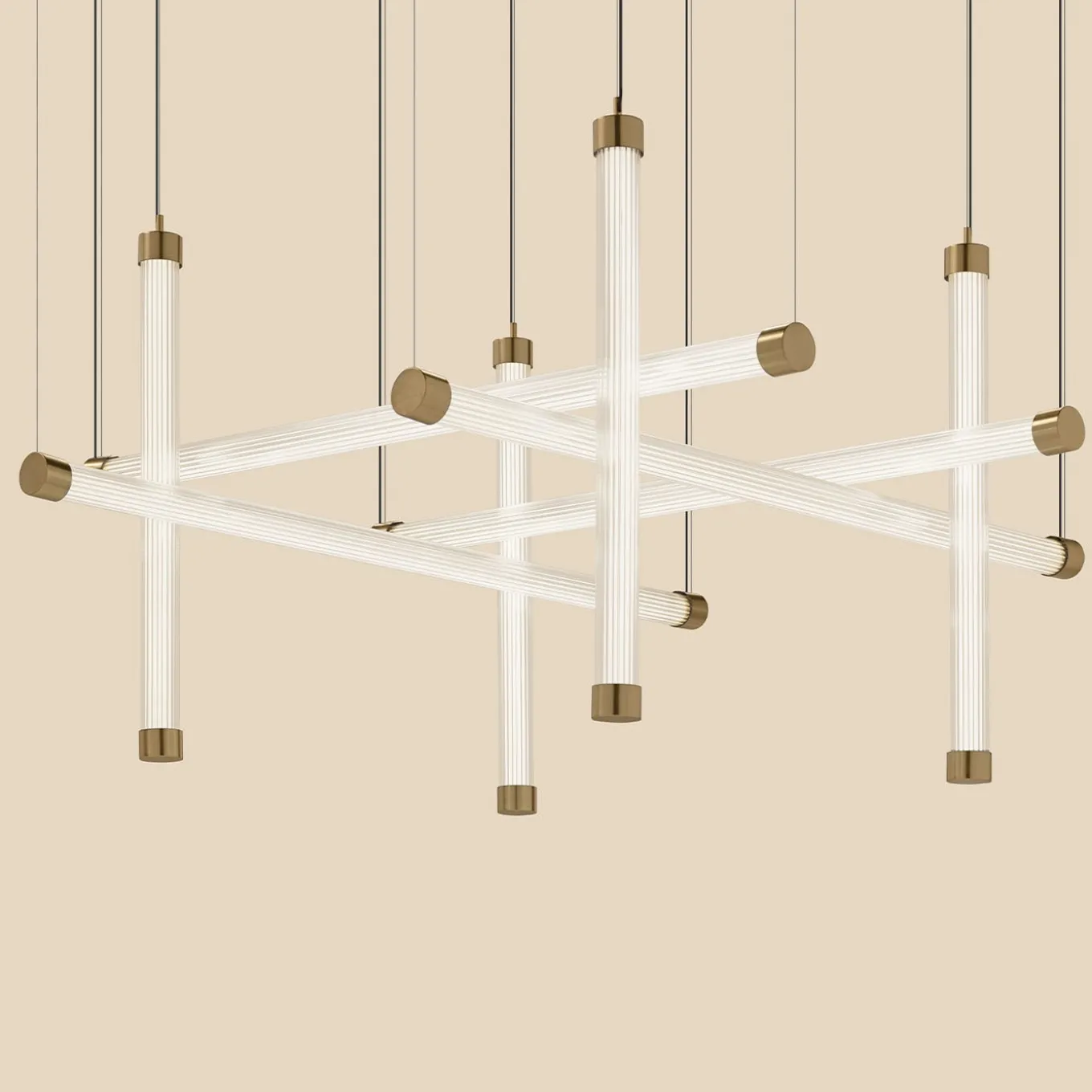 Trama S8 Trama S8 8-Light Grid Borosilicate Glass Chandelier