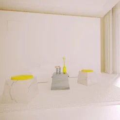 Trape Carrara Stool with Yellow Seat by Sissy Daniele