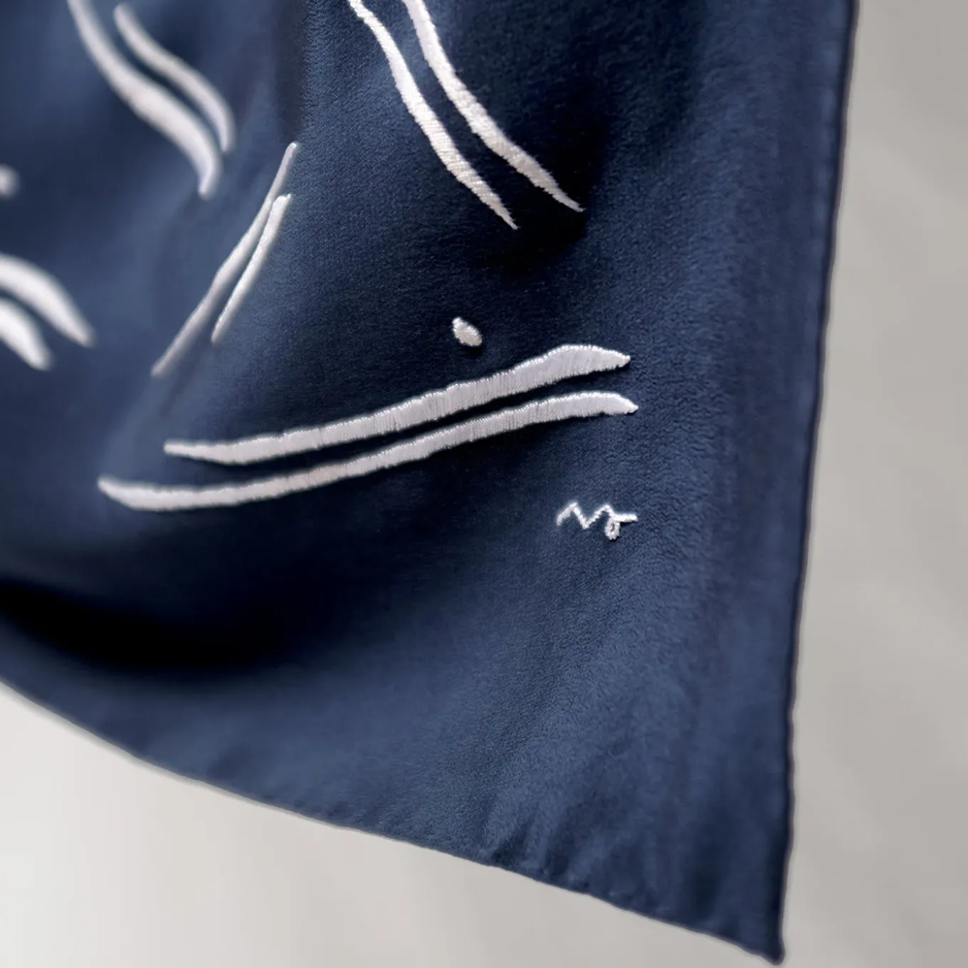 Trazos I Embroidered Blue Scarf #1