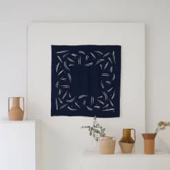 Trazos I Embroidered Blue Scarf #1