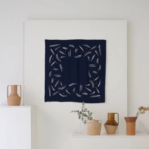 Trazos I Embroidered Blue Scarf #1