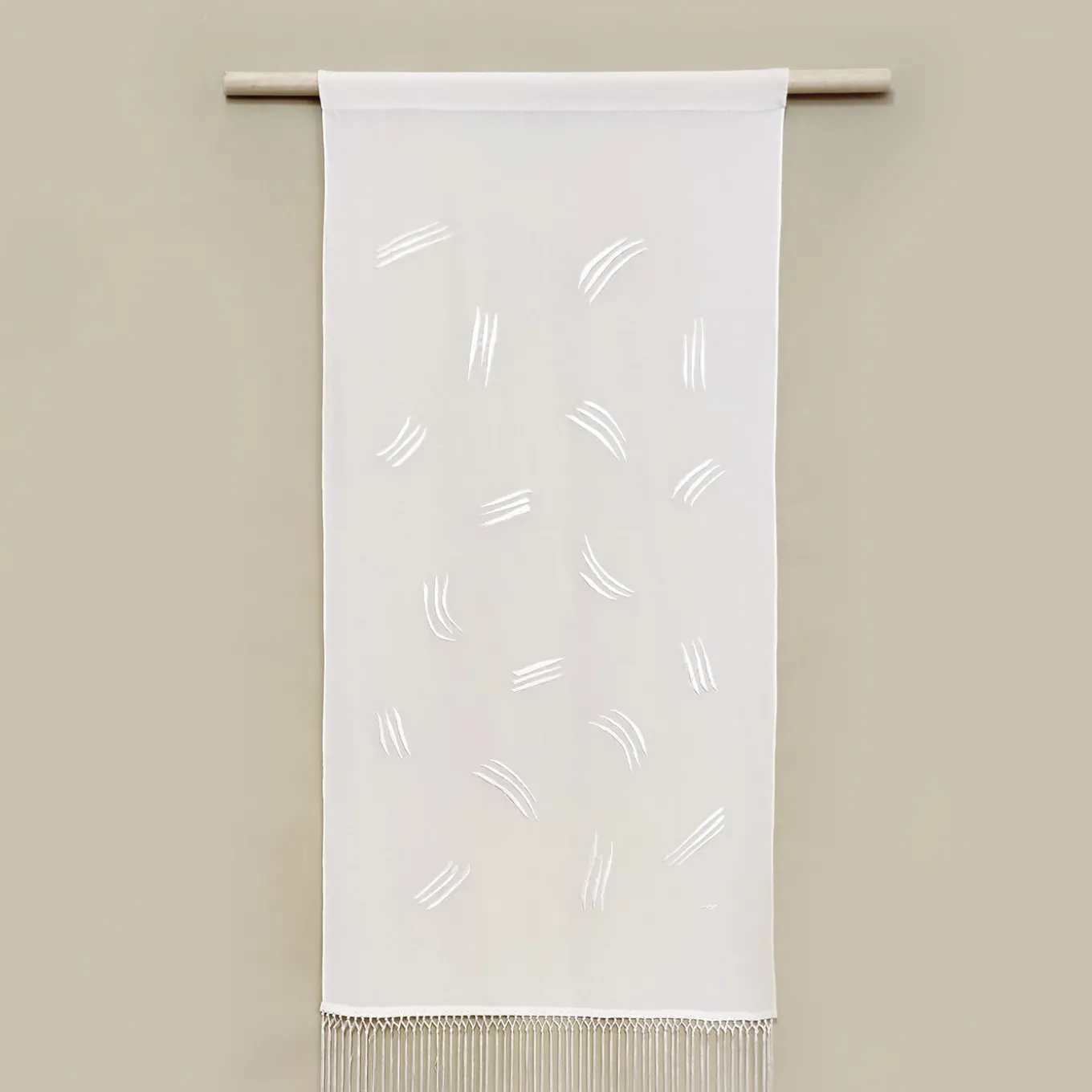 Trazos II Embroidered White Tapestry #1